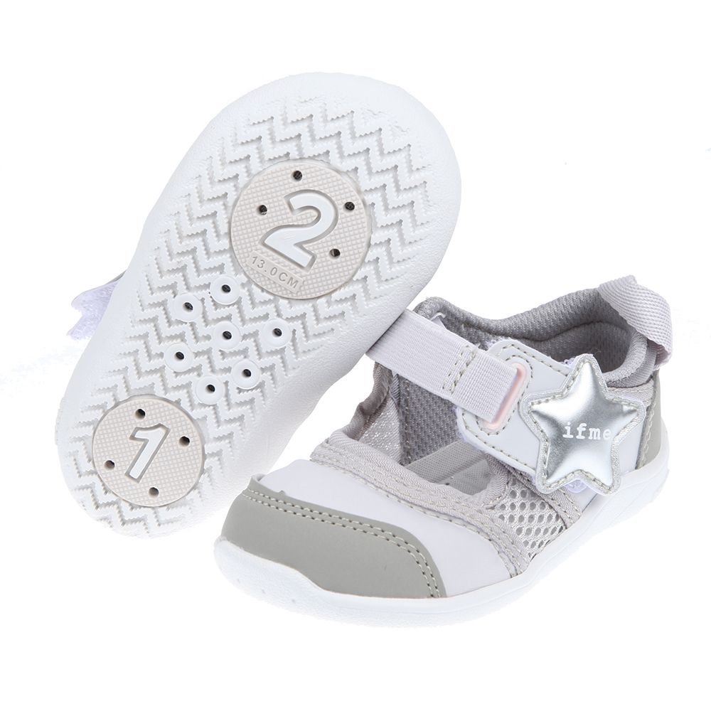 日本IFME - 銀灰星星和風兒童機能寶寶水涼鞋-銀灰色