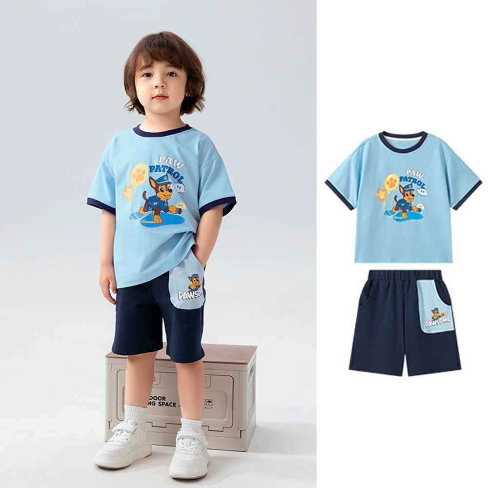 卡通汪汪隊休閒運動短袖套裝-藍色