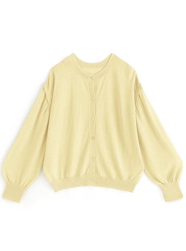 日本 GRL - 2WAY嫘縈混泡泡袖薄外套-奶油黃 (F)