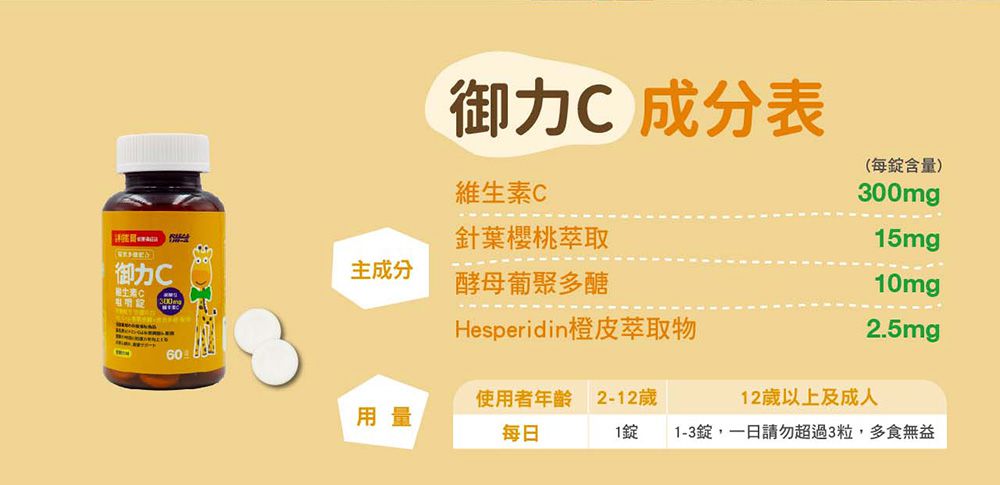 小兒利撒爾Risal - 御力C 維生素C咀嚼錠-60錠/瓶