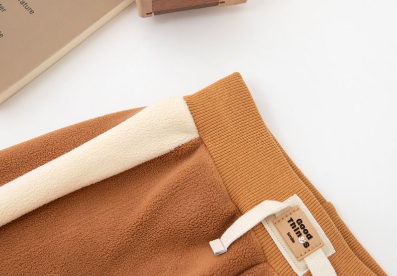 FANMOU - 加絨腰鬆緊束口休閒長褲-粉色