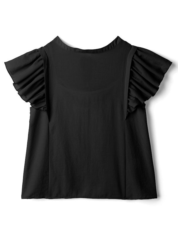 日本 GRL - 絕美後綁帶荷葉袖上衣-星塵粉