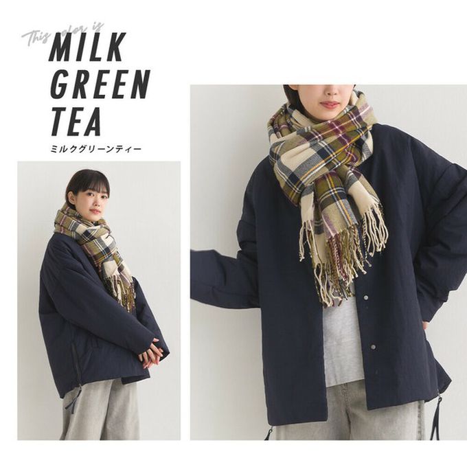 日本 OMNES - 羊毛混紡經典格紋圍巾披肩-B(灰x紅)