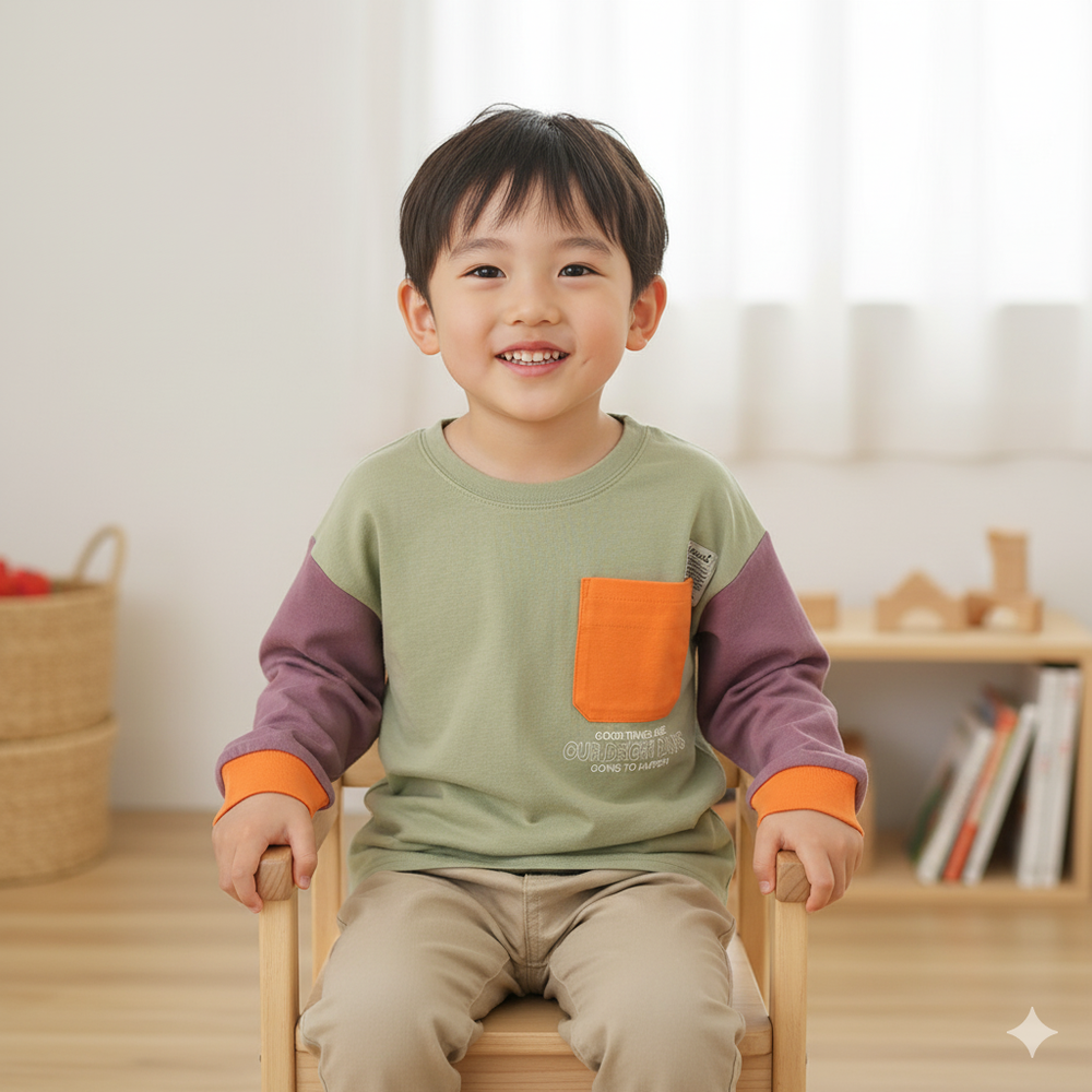 T恤-平織口袋-軍綠色