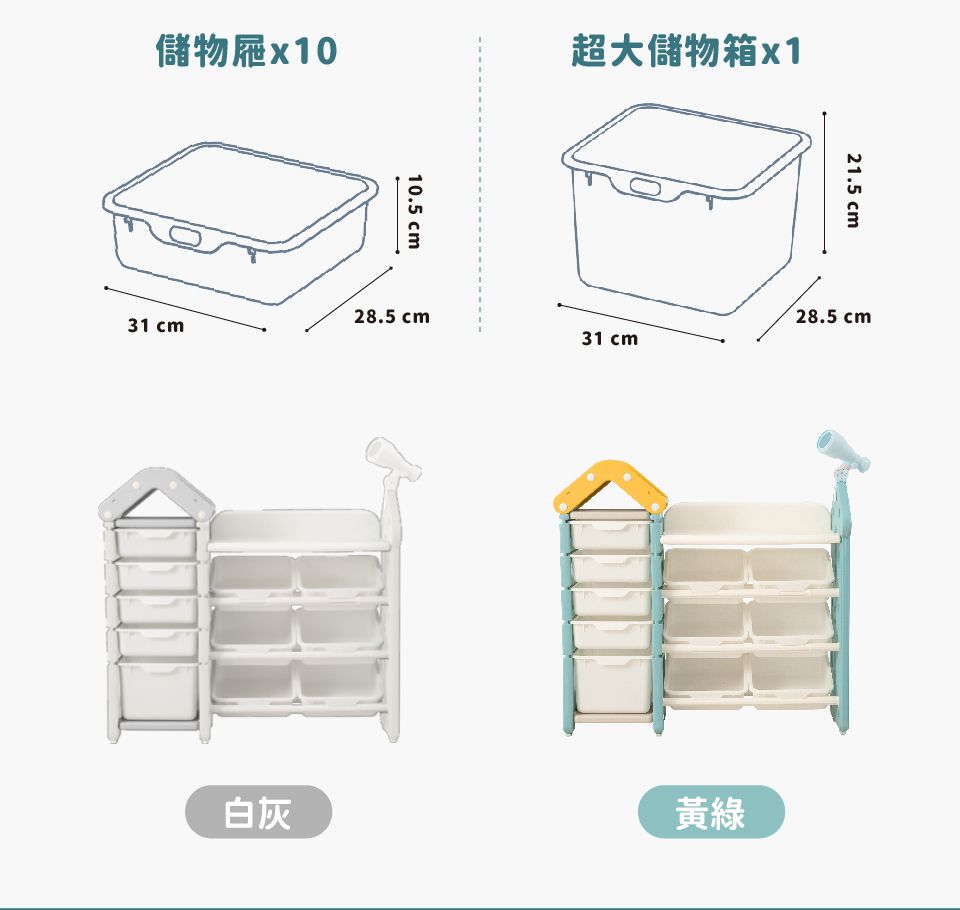 Kikimmy - 玩具屋造型多層儲物收納櫃-黃綠