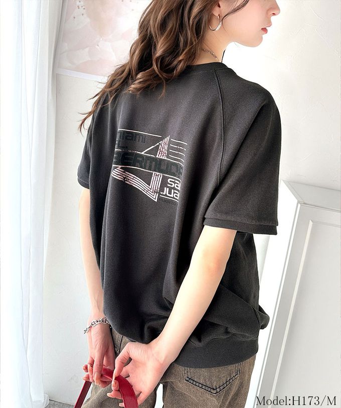 日本 Classical Elf - 前後2way復古標語印花五分袖上衣-白