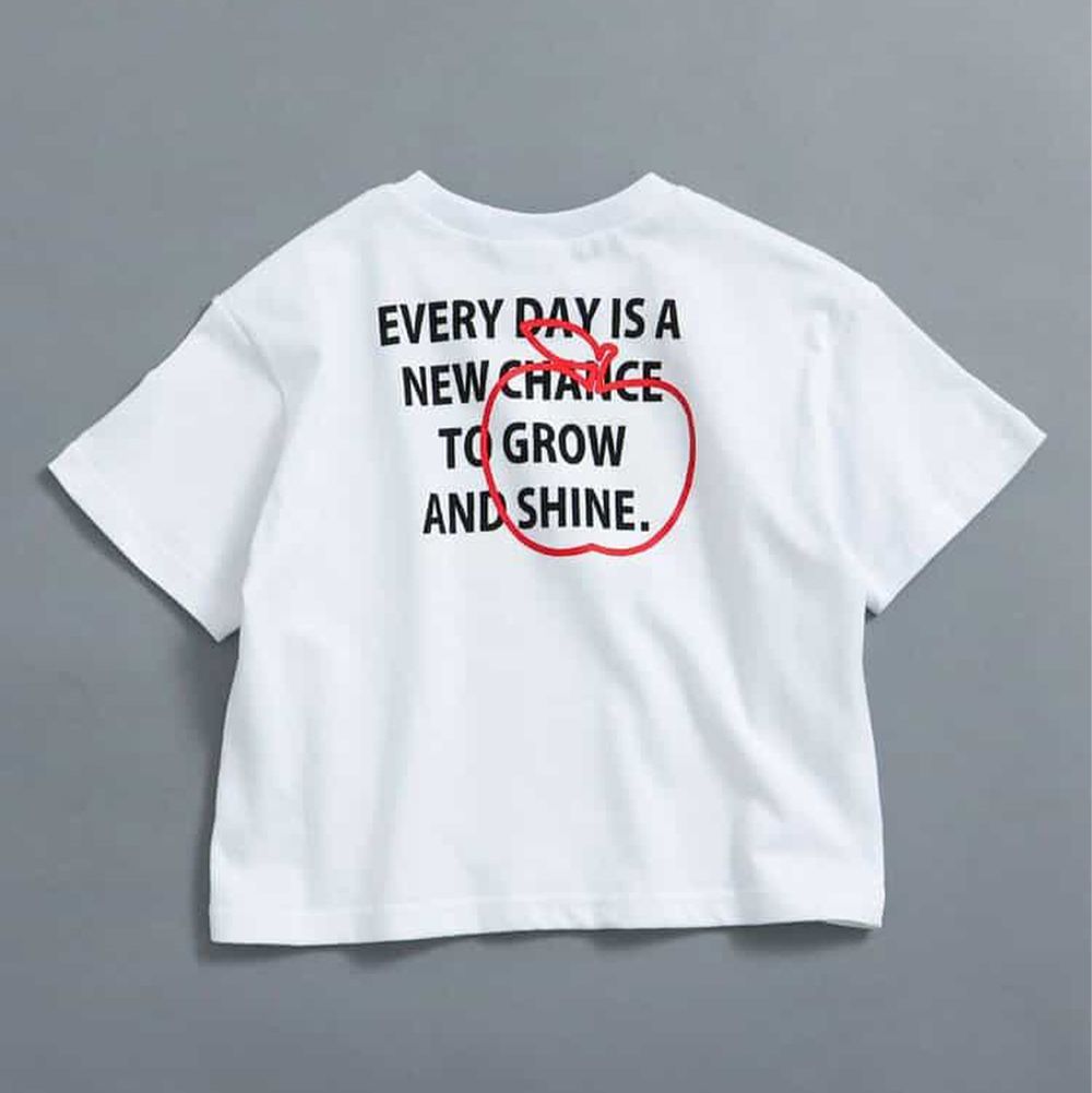 100%棉 背後簡約英文印花短袖上衣-白