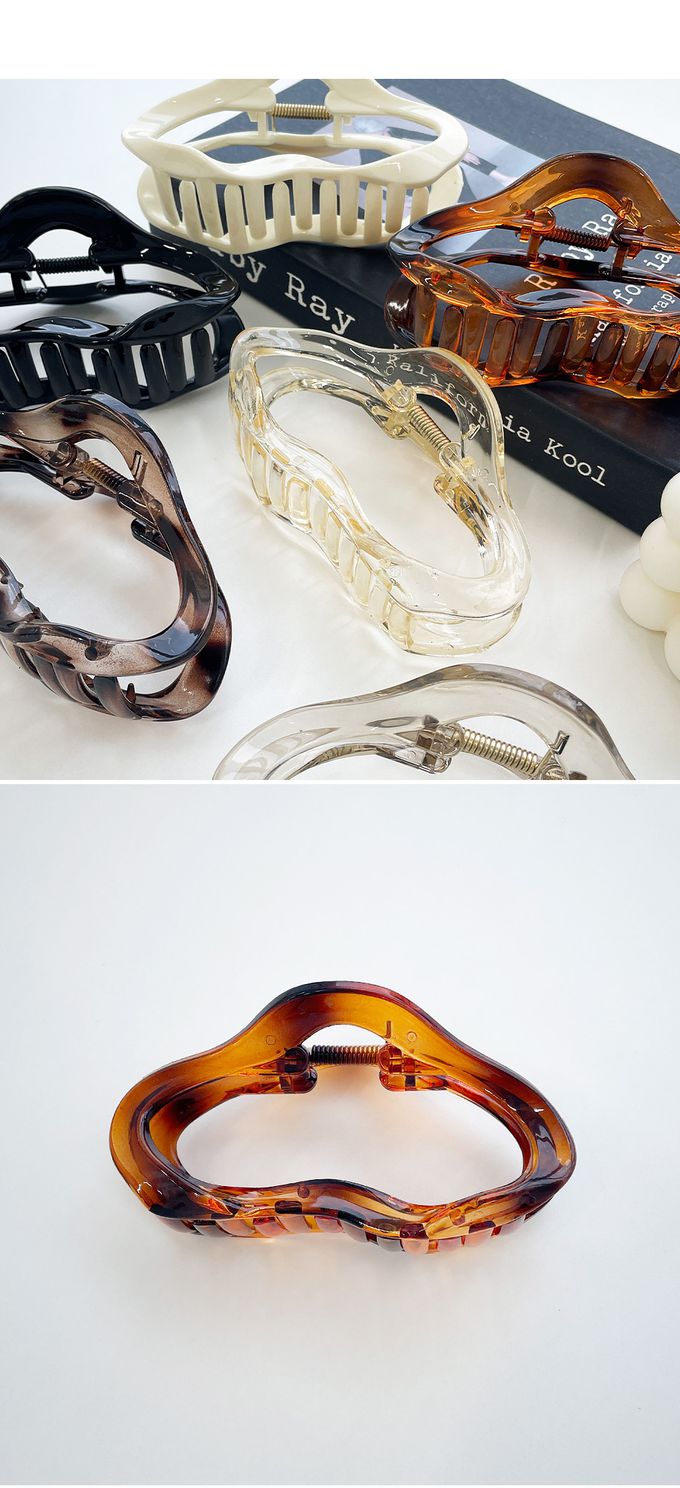 韓國 Soo&Soo - 鏤空波浪造型髮夾/抓夾-白