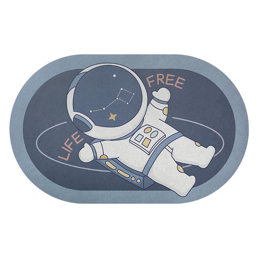 科技絨速乾防滑腳踏墊-自由太空人-深藍色