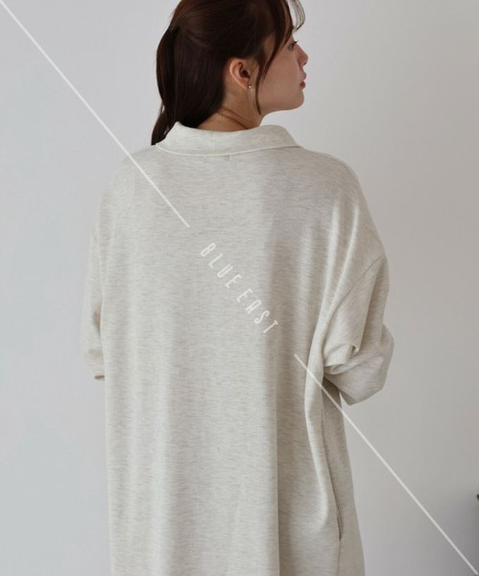 日本 BLUE EAST - 半拉鏈時尚休閒長袖洋裝-海軍藍