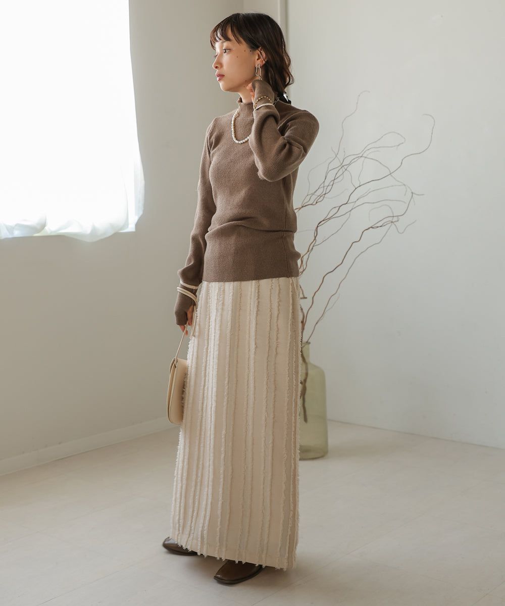 日本 Bab - 高級感小立領彈性針織上衣-象牙