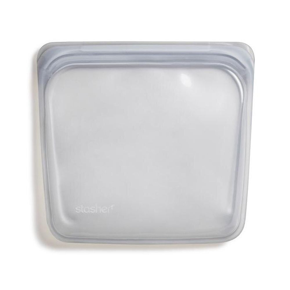 美國 Stasher - 食品級白金矽膠密封食物袋-Sandwich方形-星塵灰 (443ml)
