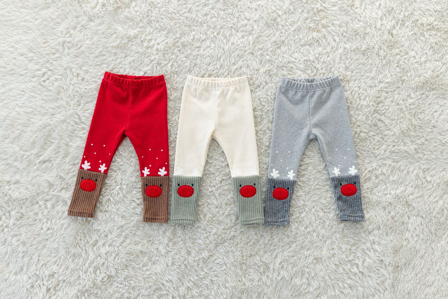 韓國 Orange Mom - 聖誕麋鹿內搭褲-米白