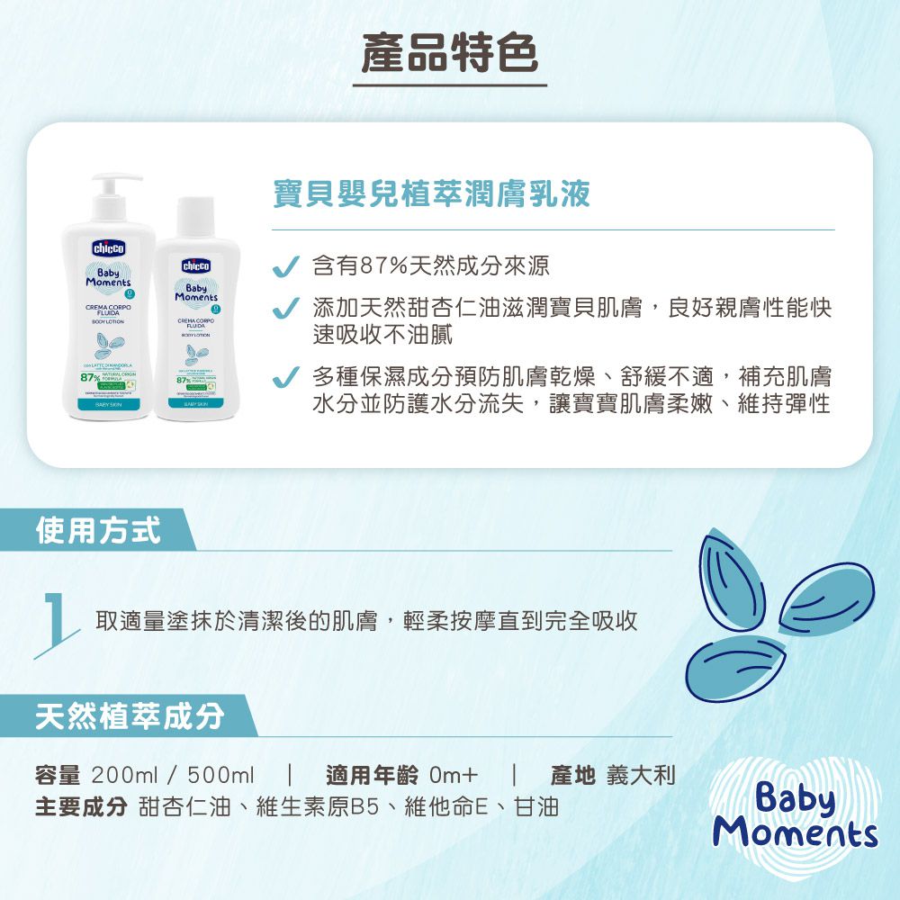義大利 chicco - 寶貝嬰兒植萃潤膚乳液500ml