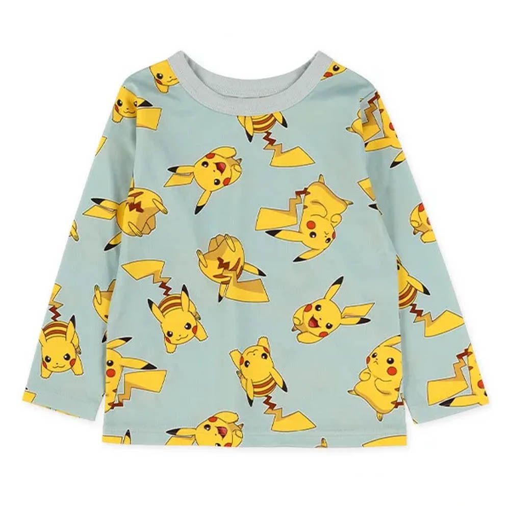 限量聯名 印花長袖上衣-卡通人物寶可夢-淺藍