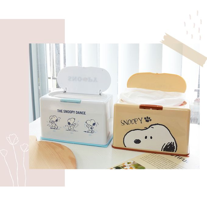 收納王妃 - 史努比Snoopy【史努比愛心】50入口罩收納盒 衛生紙盒 濕紙巾盒 塑膠收納 內建彈簧自動向上