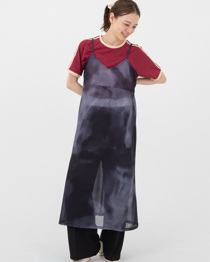 日本 gleam - 穿搭有型 暈染透膚細肩帶洋裝-水藍系