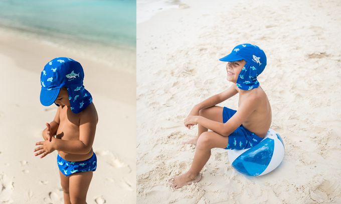 德國Playshoes - 抗UV防曬水陸兩用遮頸帽-鯊魚