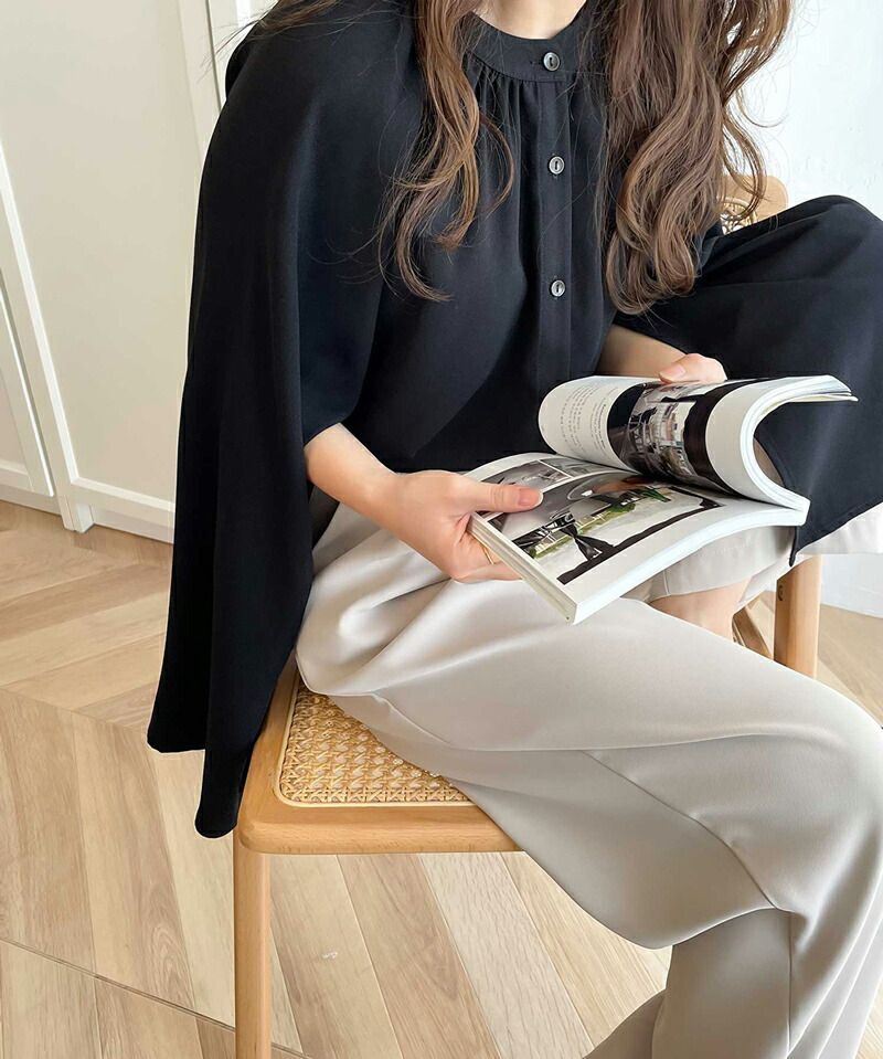 日本 Classical Elf - 優雅花園垂墜感開袖襯衫-奶油白