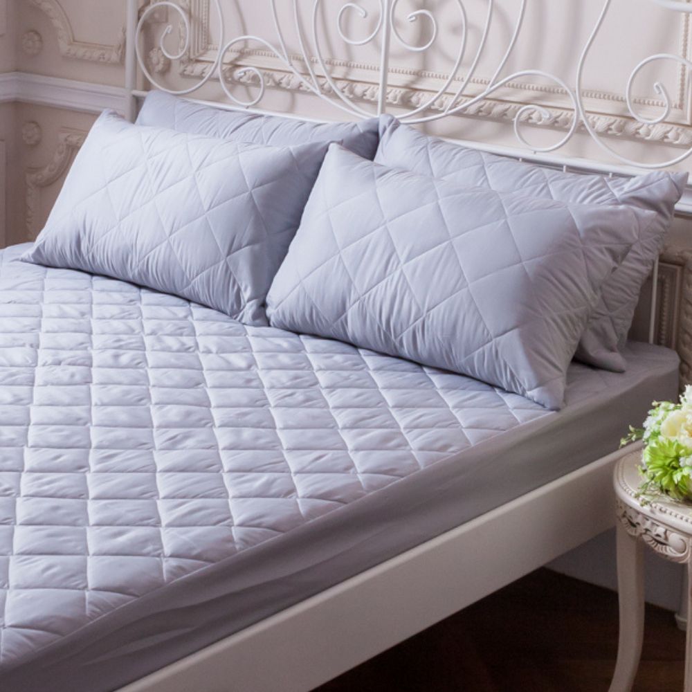 MIT台灣製 防潑水防蹣抗菌床包式保潔墊-紳士灰