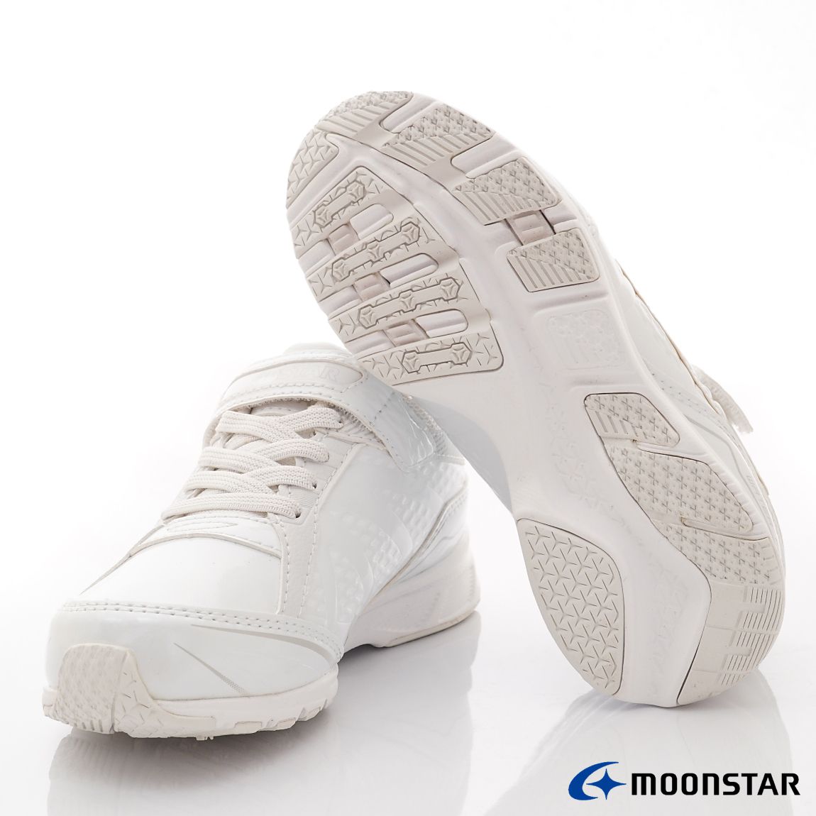 Moonstar日本月星 - 防潑水競速運動款(中大童款)-運動鞋-白