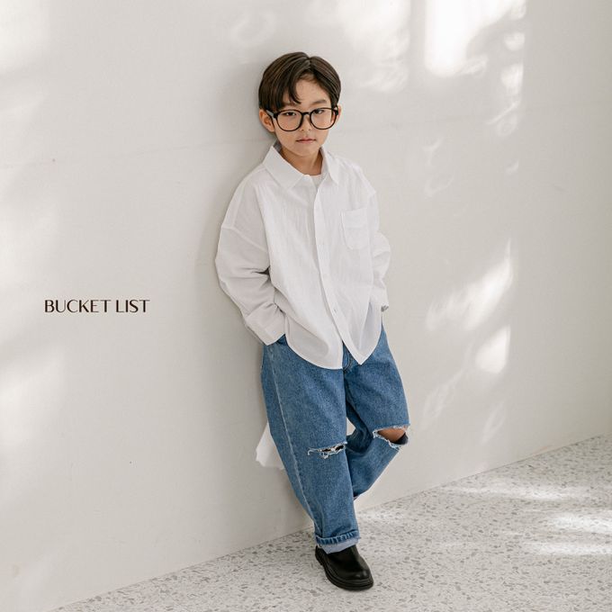 韓國 BUCKET LIST - 韓式落肩長袖襯衫/外套-白