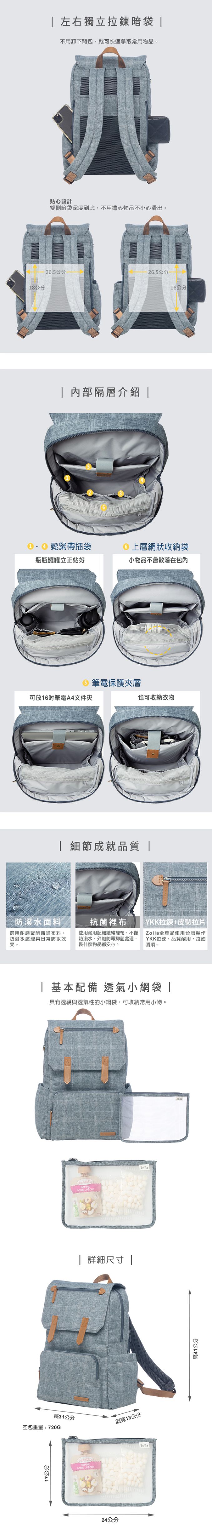 Zoila - 神隊友後背包-紳仕丹寧-紳仕丹寧