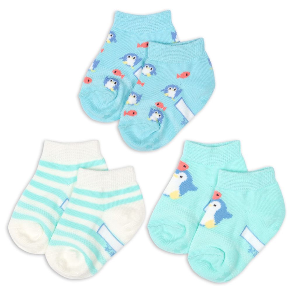踝襪3雙組-企鵝&魚 (9~14cm)