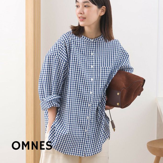 日本 OMNES - 柔滑科技棉 小立領長袖襯衫-芥末黃