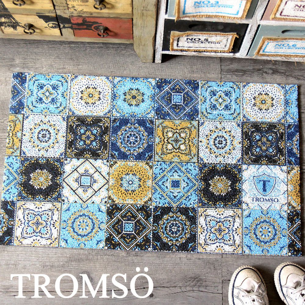 TROMSO - 北歐圈絲門口刮泥地墊-藍調花磚-45x75公分