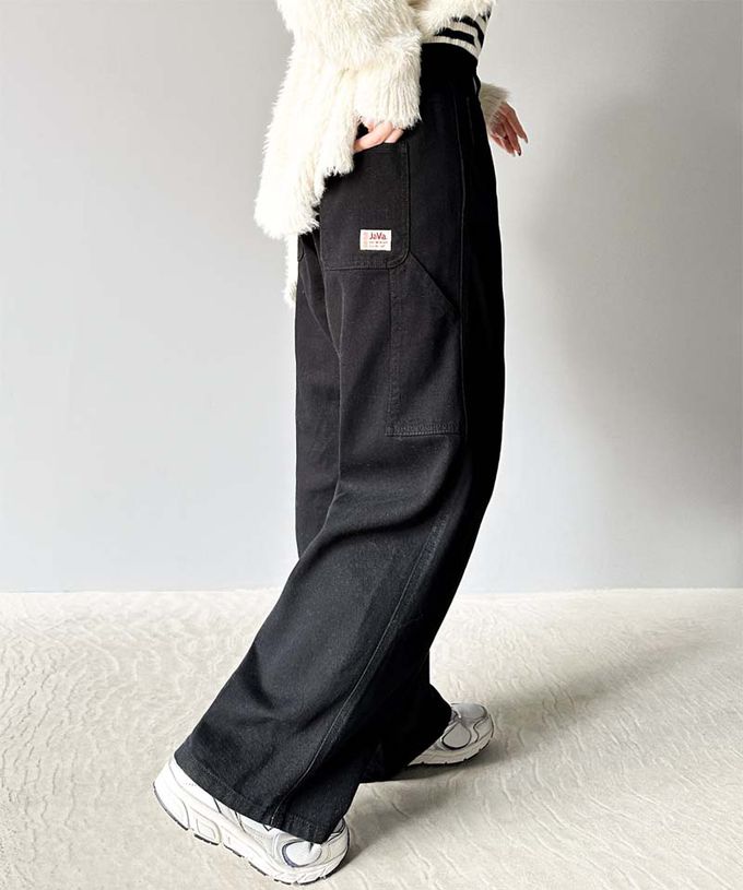 日本 Classical Elf - 超顯瘦厚磅百搭直筒褲-黑