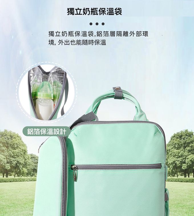 Heine 海恩 - 多功能後背包 媽咪包 媽媽後背包 (GAVEGA WIN-54170)-石青綠