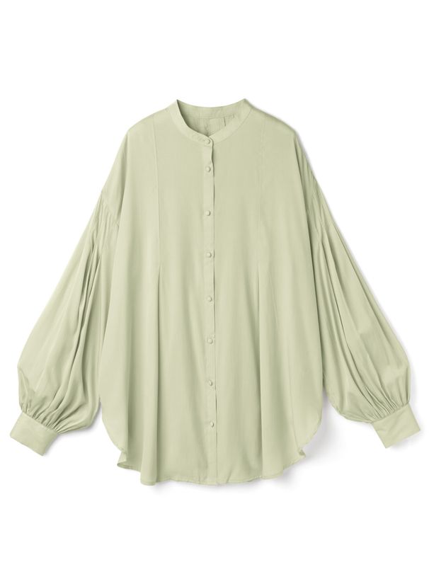 日本 GRL - 飄逸柔軟澎澎袖長版襯衫-奶油黃 (F)