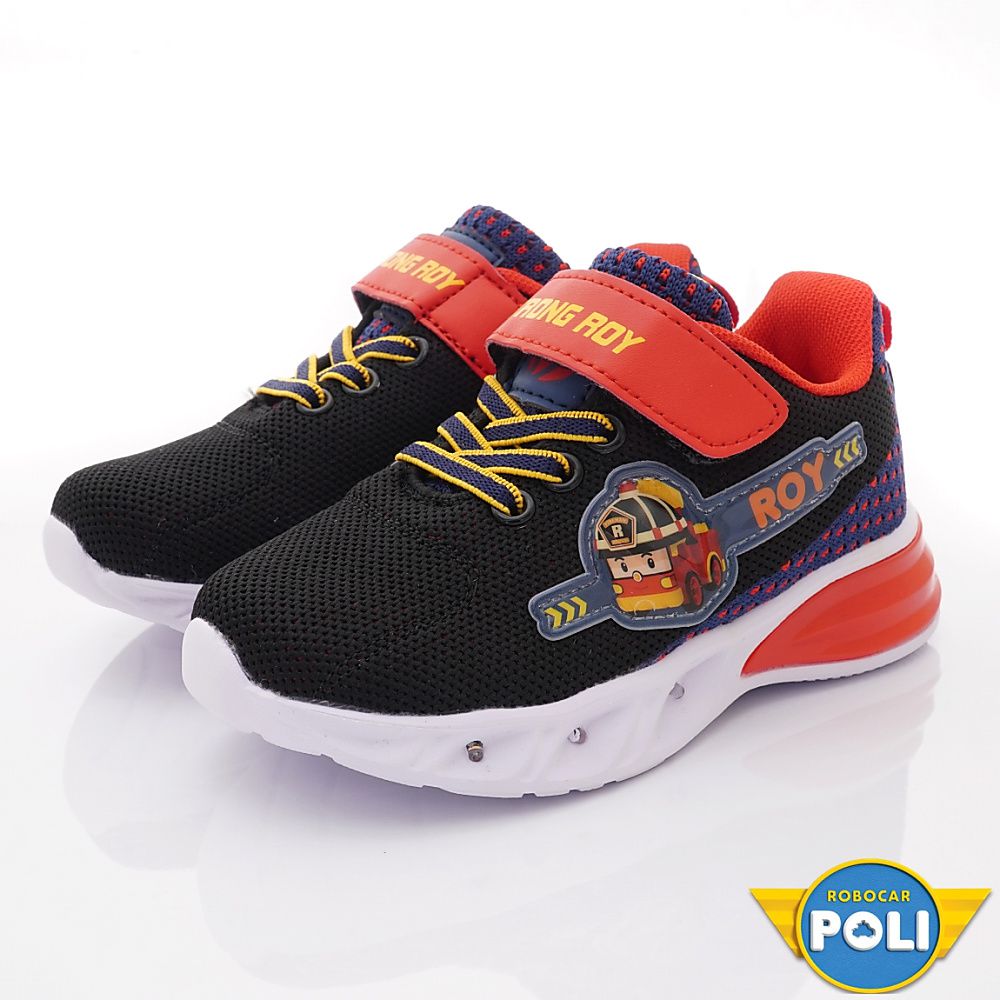 POLI-羅伊閃亮電燈鞋POKX21202黑紅(中小童段)-電燈鞋-黑紅