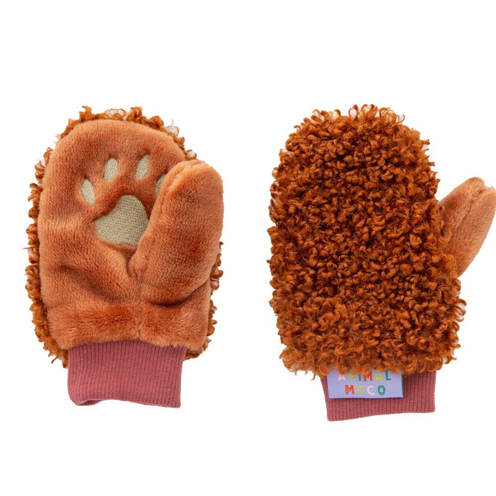 日本 BISQUE - 動物造型超柔軟保暖手套-貴賓狗-橘紅棕 (1.5-5y)