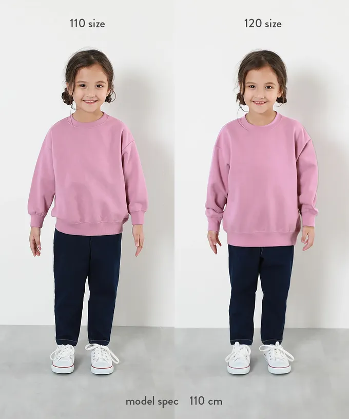 日本 devirock - 熱銷定番 裏起毛女孩印花大學長袖上衣-花朵-黃綠