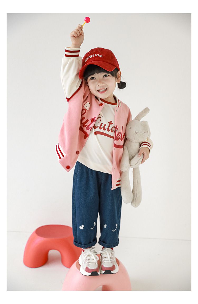運動風棒球拼色外套-Cutely-粉色