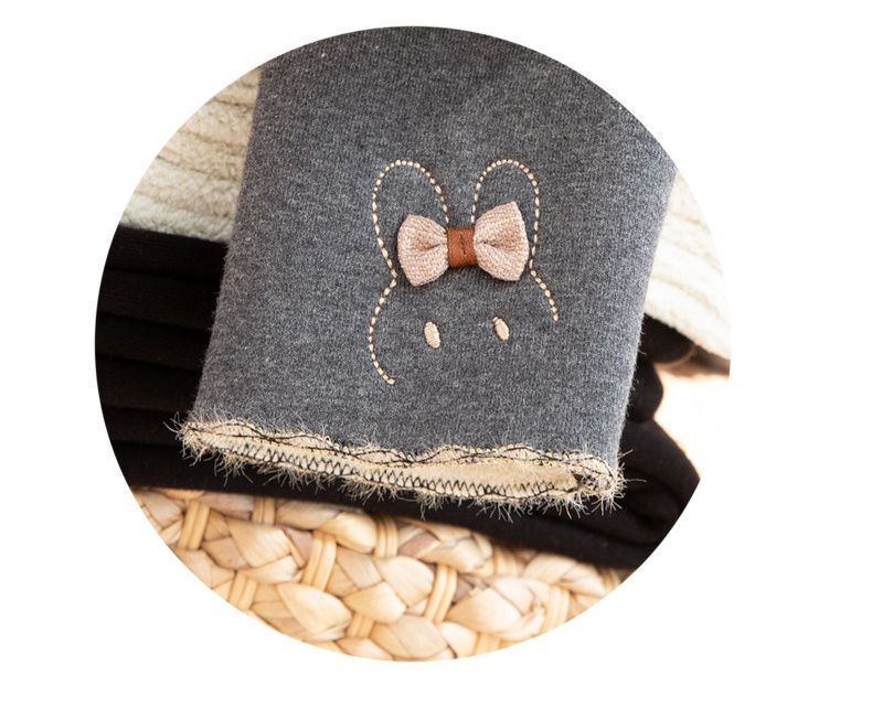 FANMOU - 加絨內搭褲-兔子蝴蝶結-深藍色