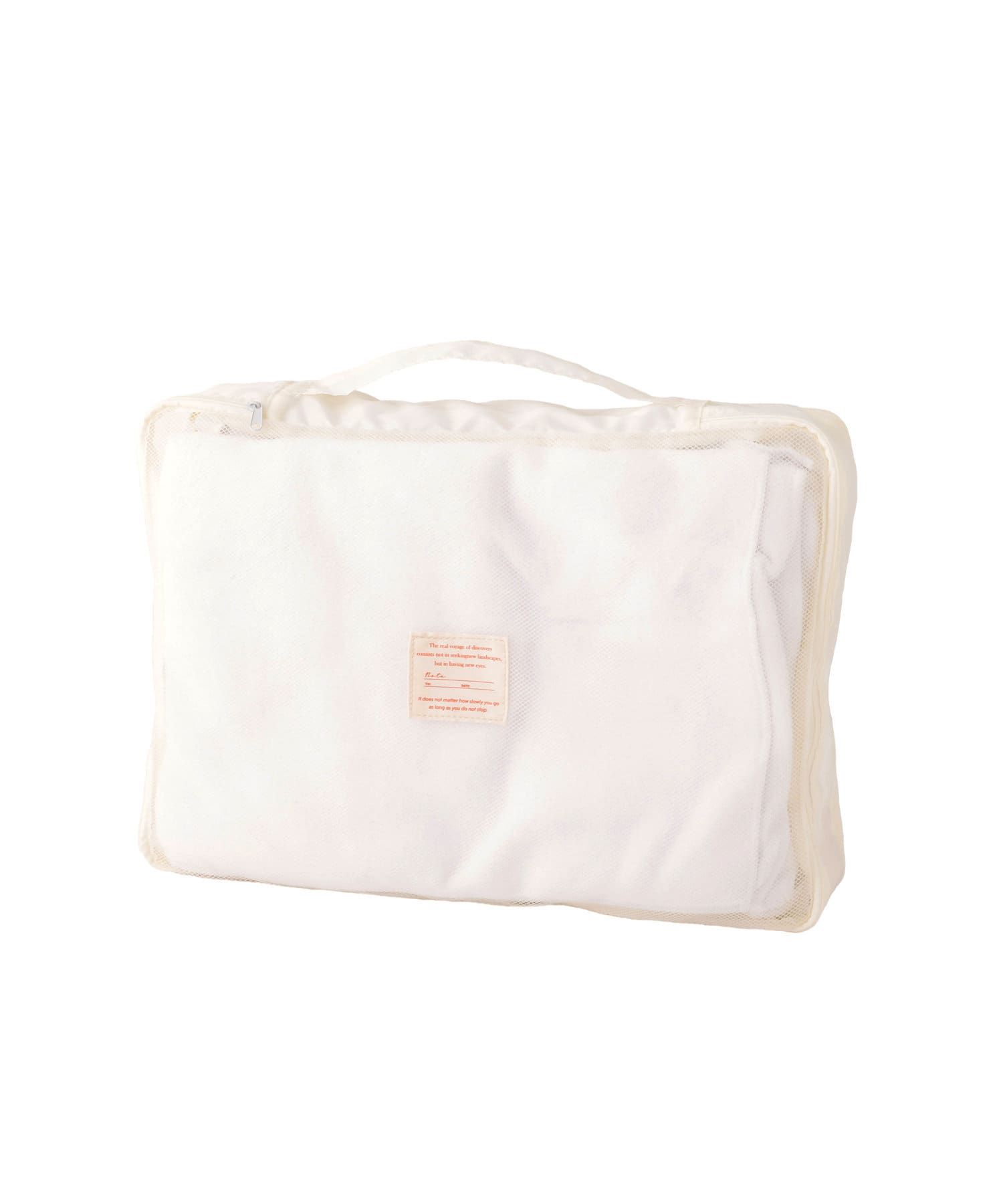 日本代購 - 網眼式衣物旅行收納袋-淺灰 (L(42×30×28cm))