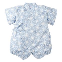 akachan honpo - 甚平包屁衣-麻葉-淺藍色-日本製