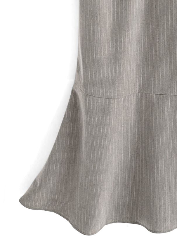 日本 GRL - 雜誌掲載 荷葉層次拼接高腰魚尾洋裝-黑x灰