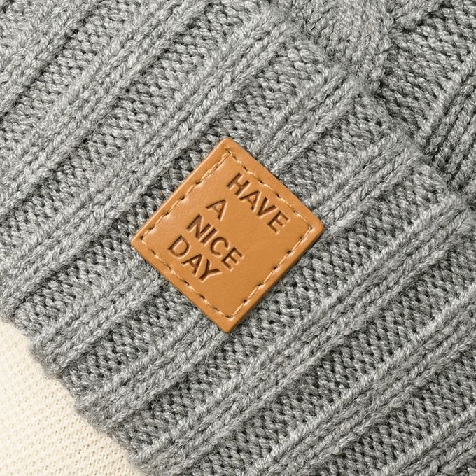 akachan honpo - 針織帽 小熊-防靜電紗線-灰色