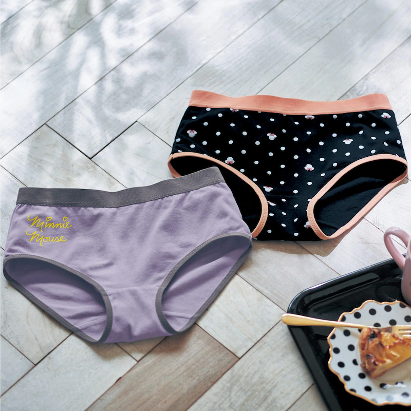 日本千趣會 - 迪士尼印花棉質內褲兩件組(媽媽)-小熊維尼-丹寧x黃