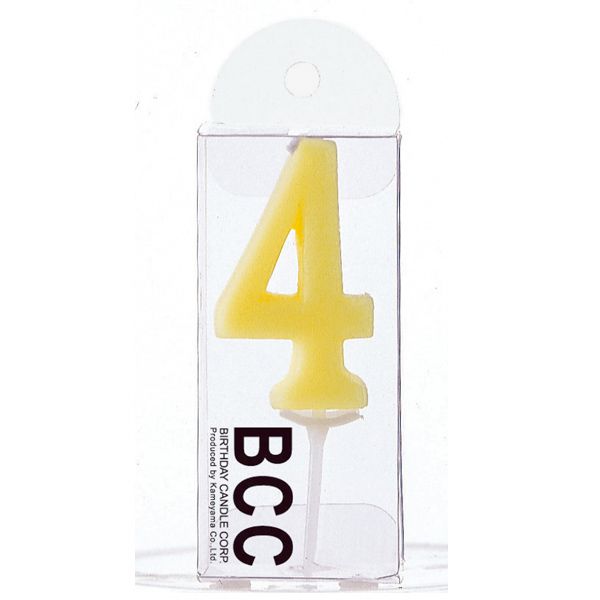 akachan honpo - 數字蠟燭-數字4-淺黃色-1個