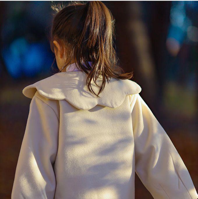 韓國 OZKIZ - 質感花型翻領長版大衣外套-粉