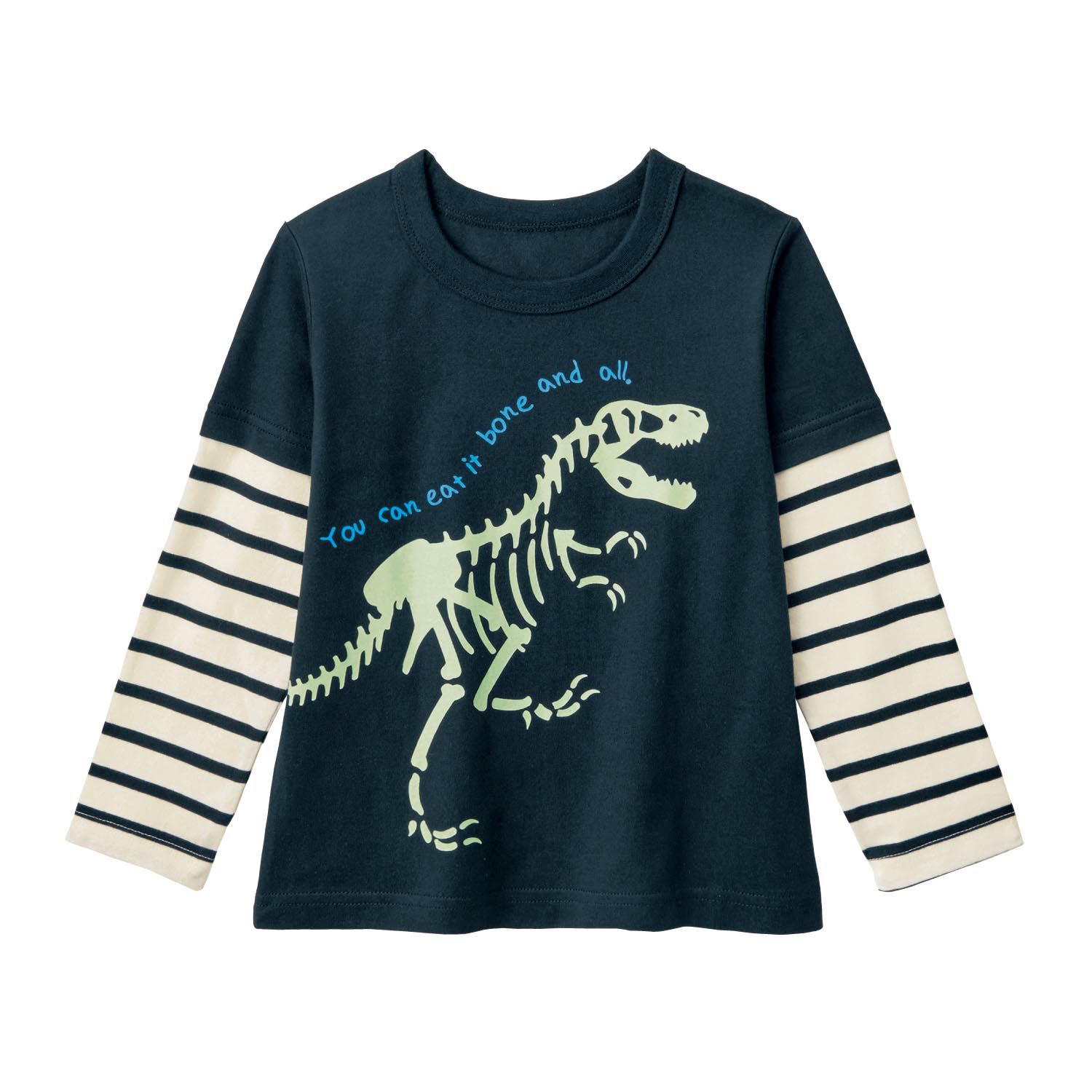 日本千趣會 - 純棉長T(蓄光設計)-恐龍-黑色系