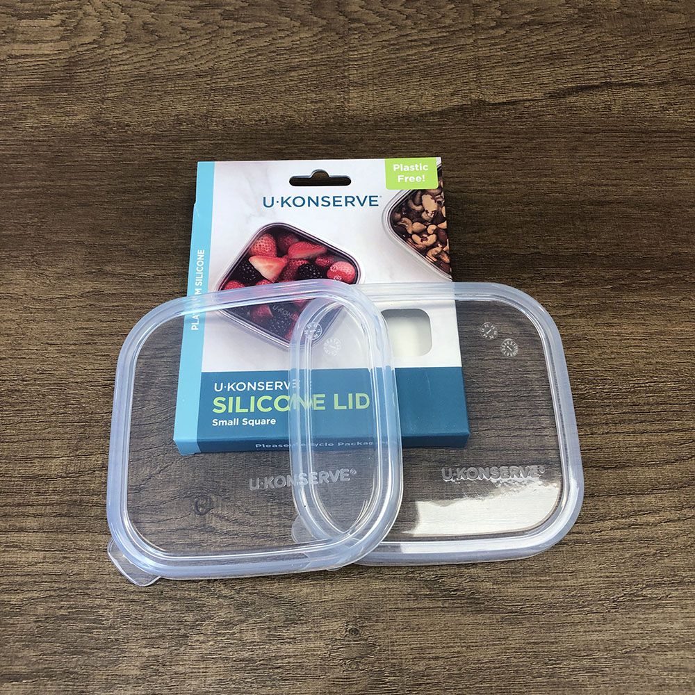 方形防漏鉑金級矽膠保鮮盒蓋 450ml-透明兩入組