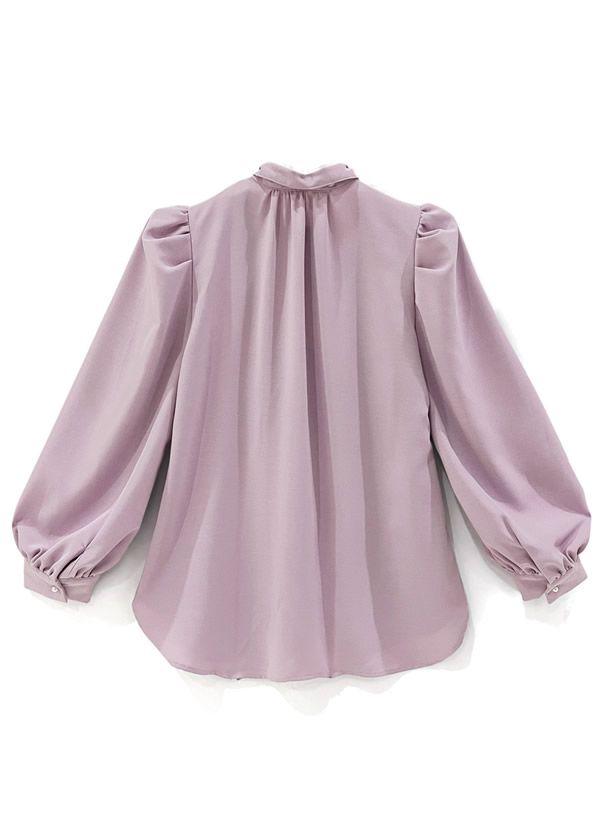 日本 GRL - 優雅扭結雪紡長袖上衣-簡約黑