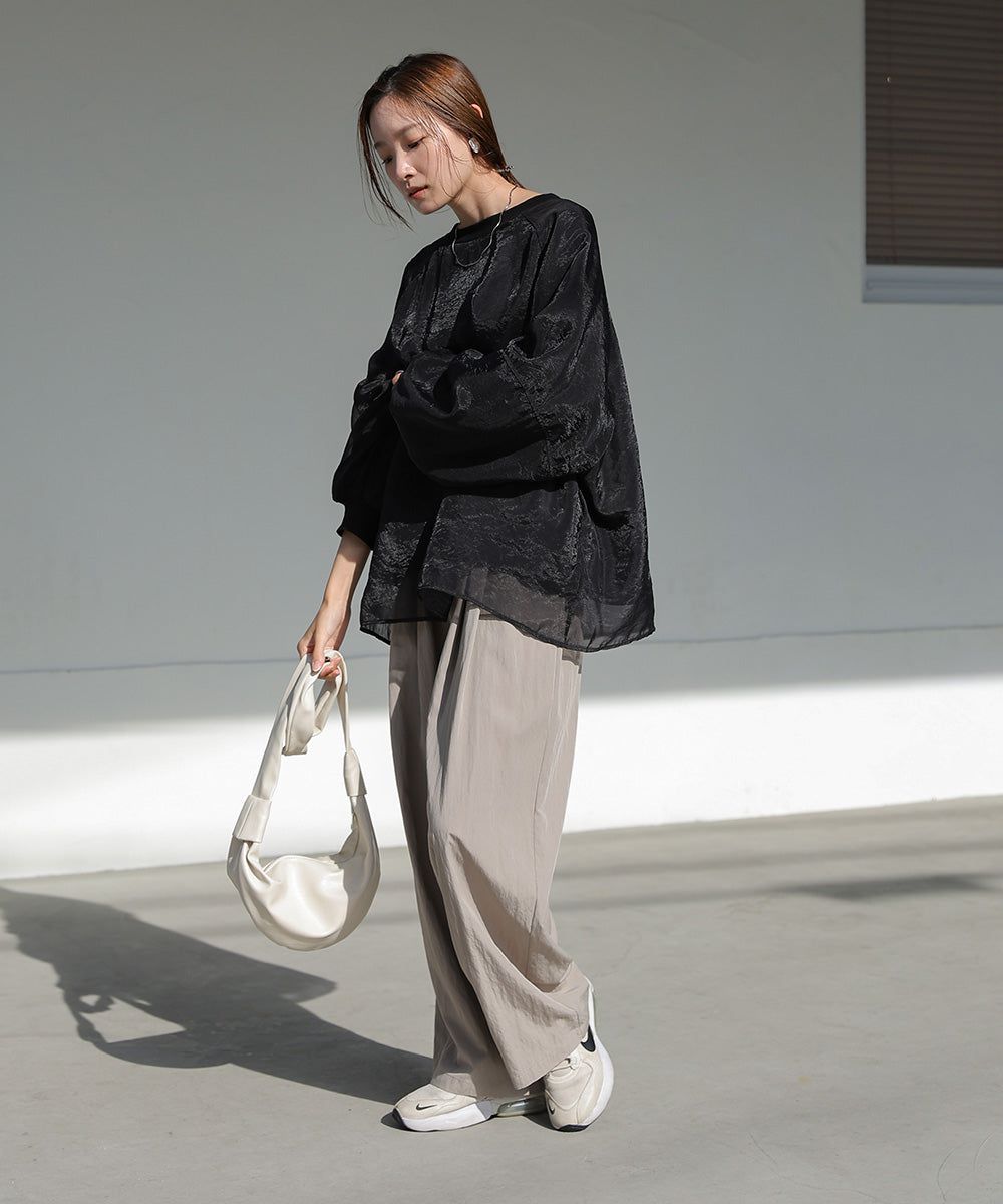 日本 Bab - [推薦]薄紗層次精緻女孩長袖上衣-淺卡其