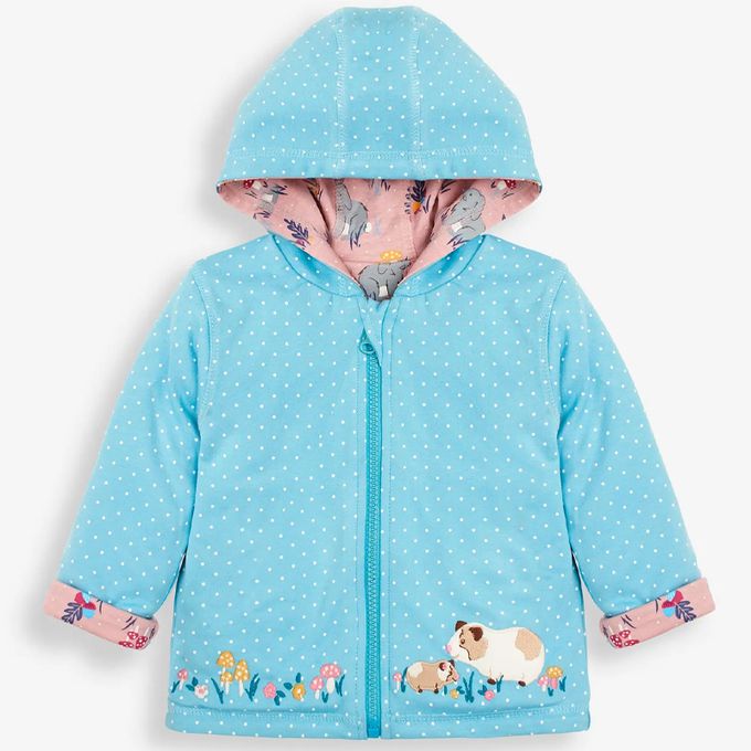 英國 JoJo Maman BeBe - 雙面穿100%純棉保暖連帽外套-天竺鼠